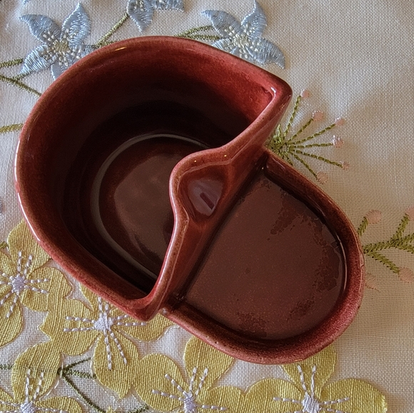 Vintage Burgundy 1930's CamArk Pottery Nesting Creamer Suger Set - Picture 5 of 11